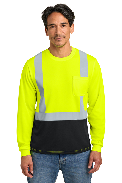 0003__CS207__31_98__from__CornerStone-ANSI-107-Class-2-Long-Sleeve-Mesh-Blocked-Tee__SftyYlBlk.jpg